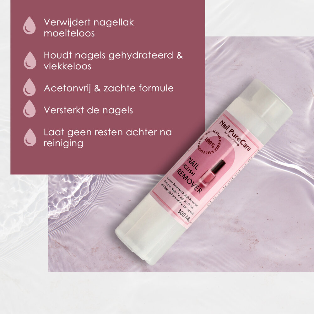 Discountershop Nagellakremover Zonder Aceton - Nagellakremover Acetonvrij 300ml - Vegan, Hydraterend, & Dermatologisch Getest – Professionele Nagellakverwijderaar