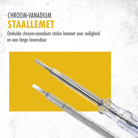 Discountershop Voltage Tester Screwdriver Set - 110-250V - Flathead - Tools - Measure Voltage, Test Electricity, Safe Work with Electricity