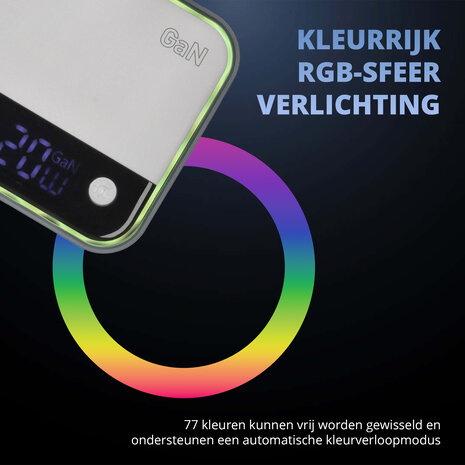 Discountershop USB-C Fast Charger 120W – 8-Port GaN Charger with LED Display (4x USB-C 100W + 4x USB-A 22.5W) – Fast Charger for Laptop, Smartphone and Tablet