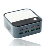 Discountershop USB-C Fast Charger 120W – 8-Port GaN Charger with LED Display (4x USB-C 100W + 4x USB-A 22.5W) – Fast Charger for Laptop, Smartphone and Tablet Discountershop USB-C Fast Charger 120W – 8-Port GaN Charger with LED Display (4x USB-C 100W + 4x USB-A 22.5W) – Fast Charger for Laptop, Smartphone and Tablet