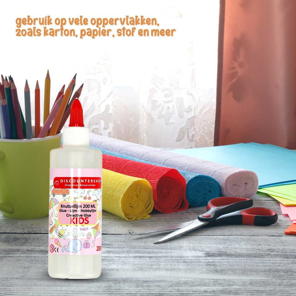 Discountershop hobbylijm 200 ml transparante sneldrogende knutsellijm voor hobby en knutselen
