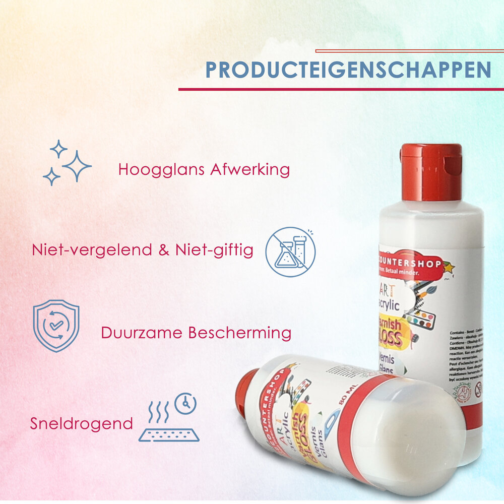 Discountershop Acrylic Gloss Sealer 80ML – Fast-Drying Transparent Gloss Varnish for Acrylic Paintings, Canvas, Wood, and Paper – Long-Lasting Protection and Brilliant Gloss Finish Discountershop Acrylic Gloss Sealer 80ML – Fast-Drying Transparent Gloss Varnish for Acrylic Paintings, Canvas, Wood, and Paper – Long-Lasting Protection and Brilliant Gloss Finish