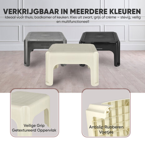 Discountershop Opstapkrukje Wit – Stevig, Antislip Kunststof, 120 kg Draagvermogen, 38x29x24 cm voor Keuken, Badkamer, Toilet en Meer Discountershop Opstapkrukje Wit – Stevig, Antislip Kunststof, 120 kg Draagvermogen, 38x29x24 cm voor Keuken, Badkamer, Toilet en Meer
