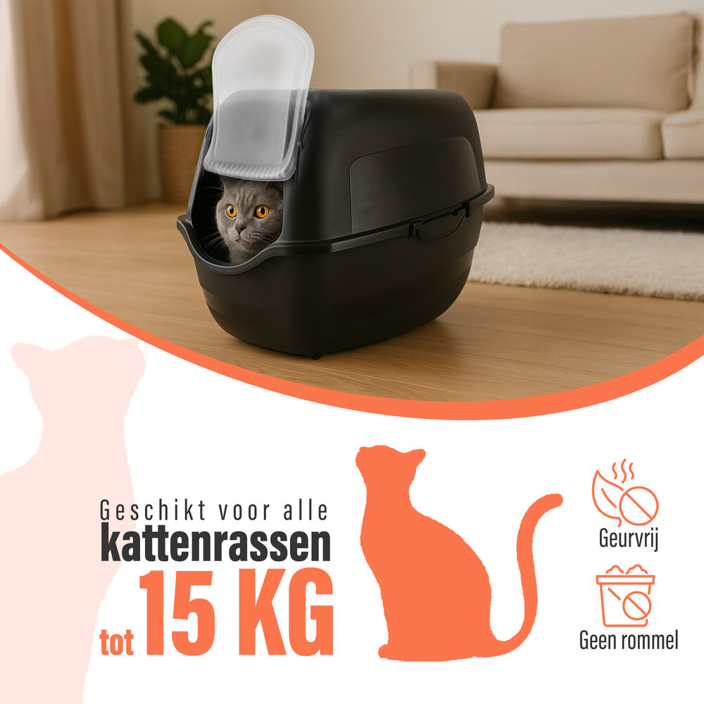 Discountershop Covered Cat Litter Box with Flap Door – Enclosed Litter Tray for Large Cats – Leak-Proof & Durable – Plastic Litter Box with Carbon Filter – 15 kg Capacity Discountershop Covered Cat Litter Box with Flap Door – Enclosed Litter Tray for Large Cats – Leak-Proof & Durable – Plastic Litter Box with Carbon Filter – 15 kg Capacity