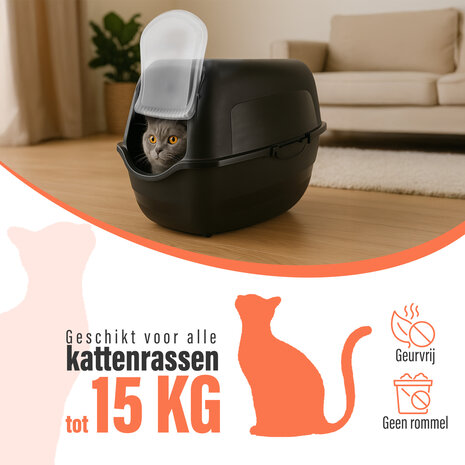 Discountershop Covered Cat Litter Box with Flap Door – Enclosed Litter Tray for Large Cats – Leak-Proof & Durable – Plastic Litter Box with Carbon Filter – 15 kg Capacity Discountershop Covered Cat Litter Box with Flap Door – Enclosed Litter Tray for Large Cats – Leak-Proof & Durable – Plastic Litter Box with Carbon Filter – 15 kg Capacity