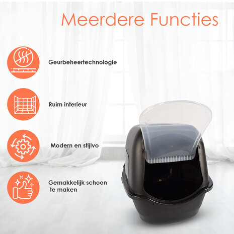 Discountershop Covered Cat Litter Box with Flap Door – Enclosed Litter Tray for Large Cats – Leak-Proof & Durable – Plastic Litter Box with Carbon Filter – 15 kg Capacity Discountershop Covered Cat Litter Box with Flap Door – Enclosed Litter Tray for Large Cats – Leak-Proof & Durable – Plastic Litter Box with Carbon Filter – 15 kg Capacity