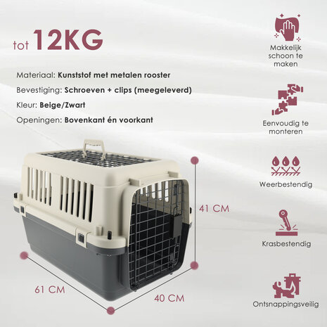 Discountershop Grote Kattenbench 61x41x40 cm – Bovenlader – Tot 12 kg Discountershop Grote Kattenbench 61x41x40 cm – Bovenlader – Tot 12 kg