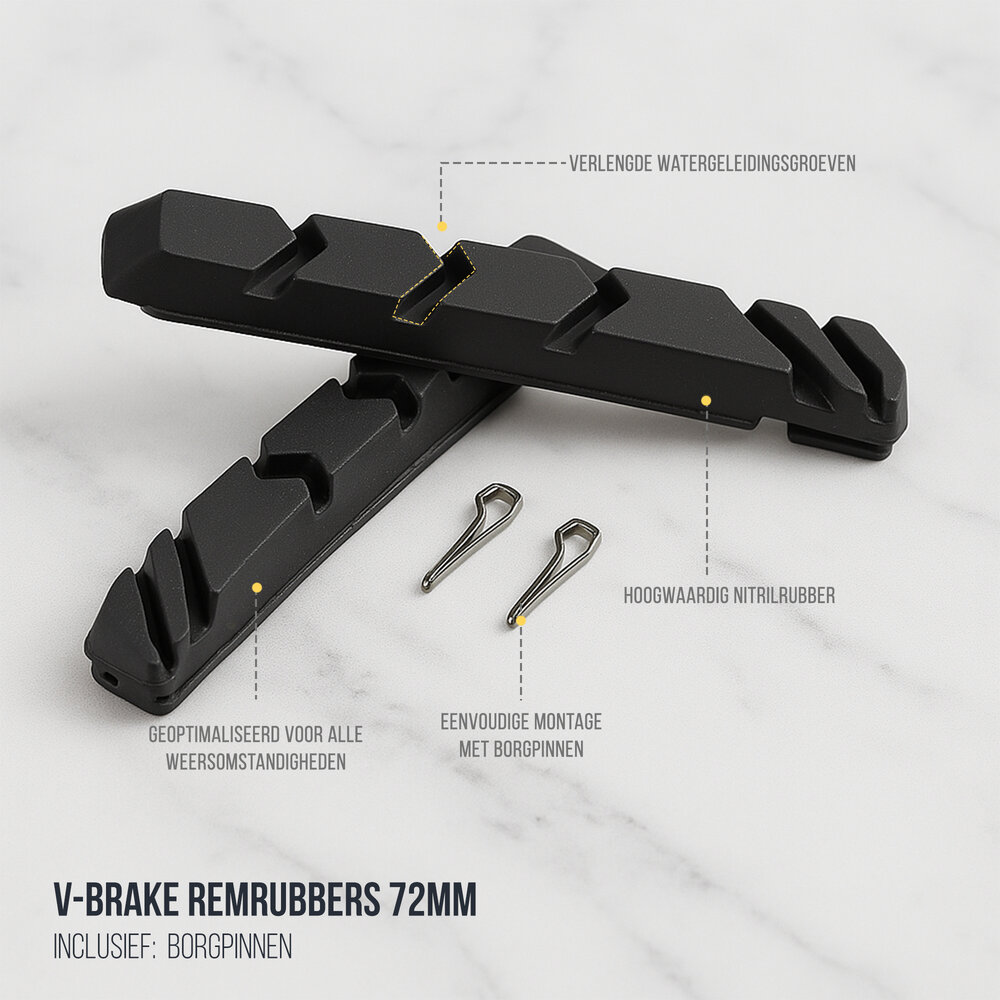 Discountershop V-Brake Remrubbers 72mm – 3 Sets (6 Stuks) met Borgpinnen – Shimano Compatibel Remblokken voor Cartridge Remsysteem – Links & Rechts Discountershop V-Brake Remrubbers 72mm – 3 Sets (6 Stuks) met Borgpinnen – Shimano Compatibel Remblokken voor Cartridge Remsysteem – Links & Rechts