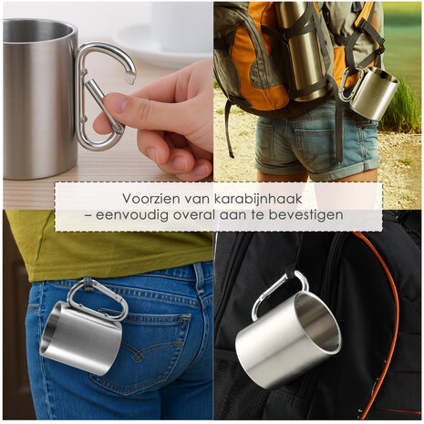 Discountershop Camping Beker Dubbelwandig RVS – Lichtgewicht Outdoor Mok – Thermobeker 220ml – Met Karabijnhaak – Zilveren Isolerende Beker Discountershop Camping Beker Dubbelwandig RVS – Lichtgewicht Outdoor Mok – Thermobeker 220ml – Met Karabijnhaak – Zilveren Isolerende Beker