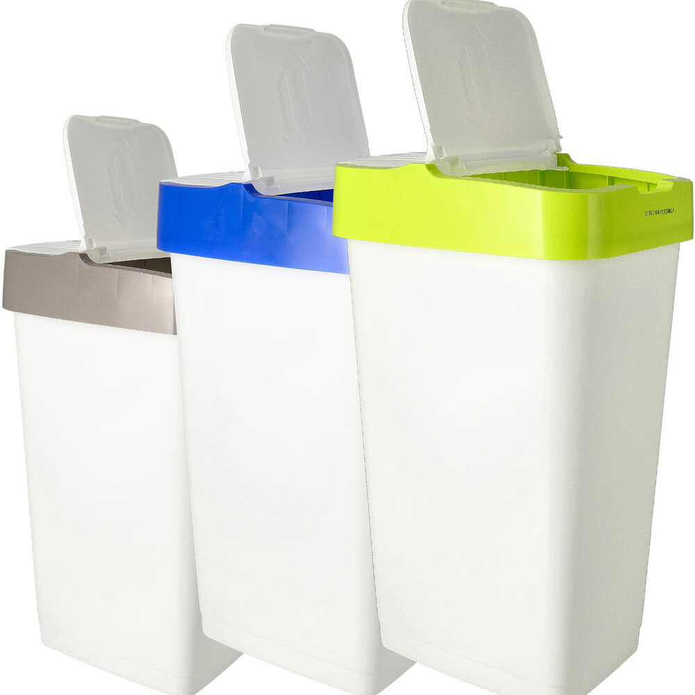 Discountershop Prullenbakken Set 60L – Afvalscheiding & Recycling Afvalbakken – 3 Sorteerbakken met Gele, Blauwe & Grijze Deksel – Voor Keuken, Kantoor & School Discountershop Prullenbakken Set 60L – Afvalscheiding & Recycling Afvalbakken – 3 Sorteerbakken met Gele, Blauwe & Grijze Deksel – Voor Keuken, Kantoor & School