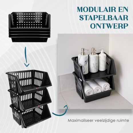 Discountershop Stapelbare Groentemand 18L – Kunststof Fruitmand & Keukenmand – Opbergmand voor Aanrecht, Voorraadkast & Keukenartikelen met Handgrepen Discountershop Stapelbare Groentemand 18L – Kunststof Fruitmand & Keukenmand – Opbergmand voor Aanrecht, Voorraadkast & Keukenartikelen met Handgrepen