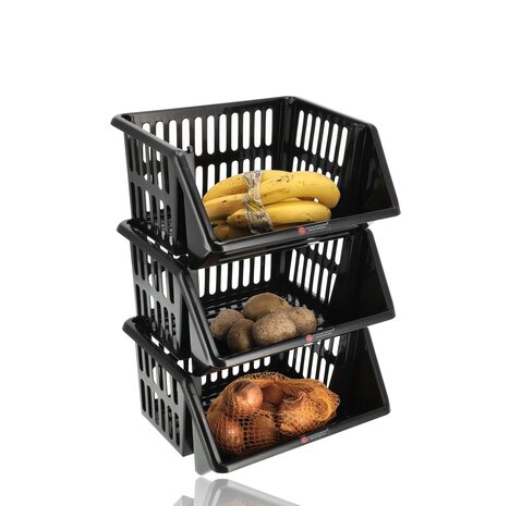 Discountershop Stapelbare Groentemand 18L – Kunststof Fruitmand & Keukenmand – Opbergmand voor Aanrecht, Voorraadkast & Keukenartikelen met Handgrepen Discountershop Stapelbare Groentemand 18L – Kunststof Fruitmand & Keukenmand – Opbergmand voor Aanrecht, Voorraadkast & Keukenartikelen met Handgrepen