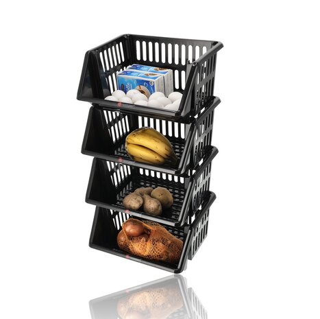 Discountershop Stapelbare Groentemand 18L – Kunststof Fruitmand & Keukenmand – Opbergmand voor Aanrecht, Voorraadkast & Keukenartikelen met Handgrepen Discountershop Stapelbare Groentemand 18L – Kunststof Fruitmand & Keukenmand – Opbergmand voor Aanrecht, Voorraadkast & Keukenartikelen met Handgrepen