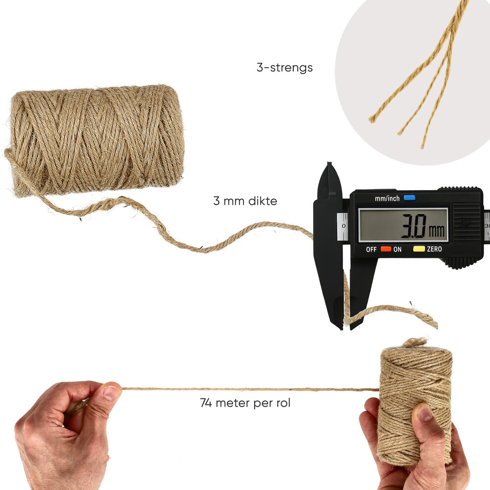 Discountershop Jute Twine 3mm – 2x 74m Natural Craft Rope – Eco Twine for DIY, Gardening, Gift Wrapping & Home Decoration Discountershop Jute Twine 3mm – 2x 74m Natural Craft Rope – Eco Twine for DIY, Gardening, Gift Wrapping & Home Decoration