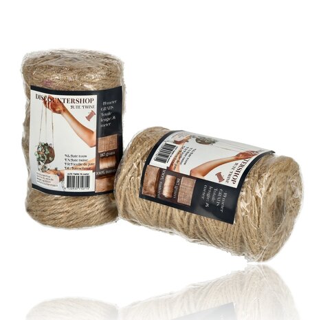 Discountershop Jute Twine 3mm – 2x 74m Natural Craft Rope – Eco Twine for DIY, Gardening, Gift Wrapping & Home Decoration Discountershop Jute Twine 3mm – 2x 74m Natural Craft Rope – Eco Twine for DIY, Gardening, Gift Wrapping & Home Decoration