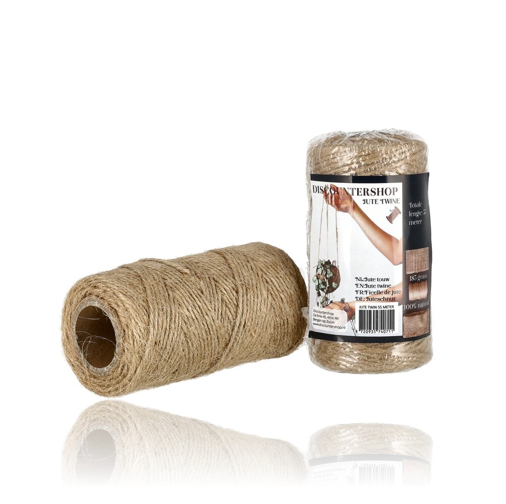 Discountershop Jute Touw 2mm – 2x 55m Natuurlijk Bindtouw – Goedkoop Touw voor Knutselen, Cadeauverpakking, Tuin & Hobbyprojecten Discountershop Jute Touw 2mm – 2x 55m Natuurlijk Bindtouw – Goedkoop Touw voor Knutselen, Cadeauverpakking, Tuin & Hobbyprojecten