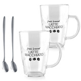 Discountershop Latte Macchiato Glasses 300ml with Handle and Spoons – Microwave Safe – Cheap Coffee Glass Set for Cappuccino & Espresso Discountershop Latte Macchiato Glasses 300ml with Handle and Spoons – Microwave Safe – Cheap Coffee Glass Set for Cappuccino & Espresso