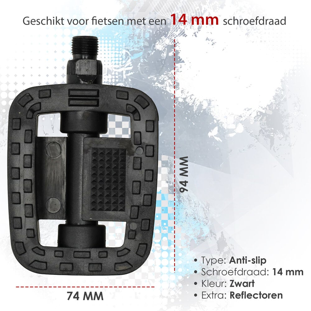 Discountershop Fietspedalen - Anti slip - Trappers voor fiets met reflector - 14.2 mm schroefdraad Zwart Discountershop Fietspedalen - Anti slip - Trappers voor fiets met reflector - 14.2 mm schroefdraad Zwart