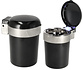 Cup Holder Car Ashtray – Odorless Auto Ashtray with Lid and LED Light – Anti-Fly Ash Cup – Smoking Accessory for Car, Truck, or Outdoor Use – Black