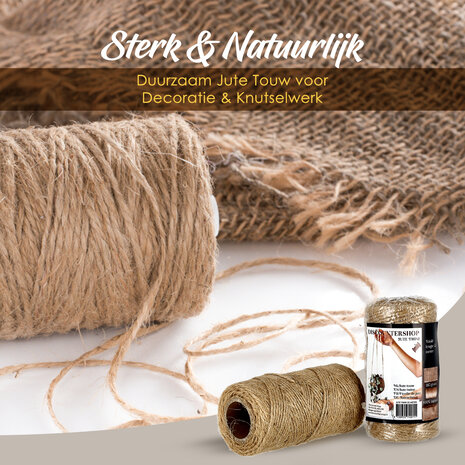 Discountershop Jute Twine 2mm – 2x 55m Natural Craft Rope – Eco Twine for Gift Wrapping, Gardening, DIY & Hobby Projects Discountershop Jute Twine 2mm – 2x 55m Natural Craft Rope – Eco Twine for Gift Wrapping, Gardening, DIY & Hobby Projects