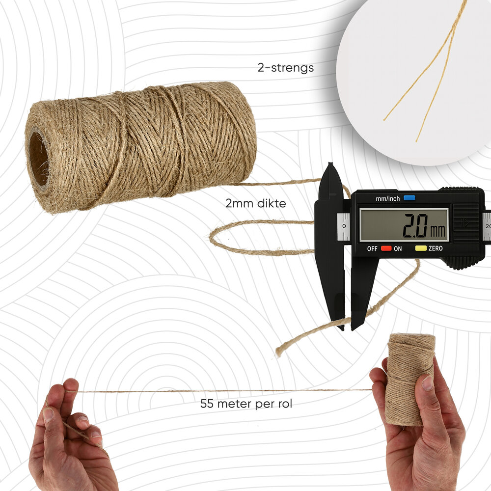 Discountershop Jute Touw 2mm – 2x 55m Natuurlijk Bindtouw – Goedkoop Touw voor Knutselen, Cadeauverpakking, Tuin & Hobbyprojecten Discountershop Jute Touw 2mm – 2x 55m Natuurlijk Bindtouw – Goedkoop Touw voor Knutselen, Cadeauverpakking, Tuin & Hobbyprojecten