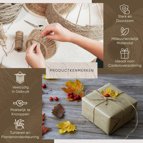 Discountershop Jute Twine 2mm – 2x 55m Natural Craft Rope – Eco Twine for Gift Wrapping, Gardening, DIY & Hobby Projects Discountershop Jute Twine 2mm – 2x 55m Natural Craft Rope – Eco Twine for Gift Wrapping, Gardening, DIY & Hobby Projects