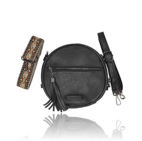 Bicky Bernard  Crossbody Tas Dames – Ronde Schoudertas met Ritssluiting – 2 Schouderbanden: Brede Schouderband Tas + Verstelbare Band – Kleine Dames Tas