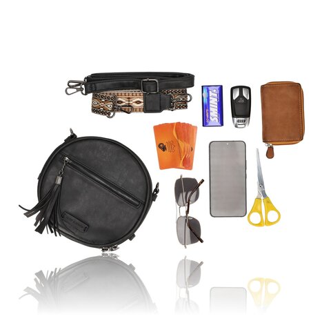 Bicky Bernard  Crossbody Bag Women – Round Shoulder Bag with Zipper – 2 Shoulder Straps: Wide Shoulder Strap Bag + Adjustable Strap – Small Women's Bag