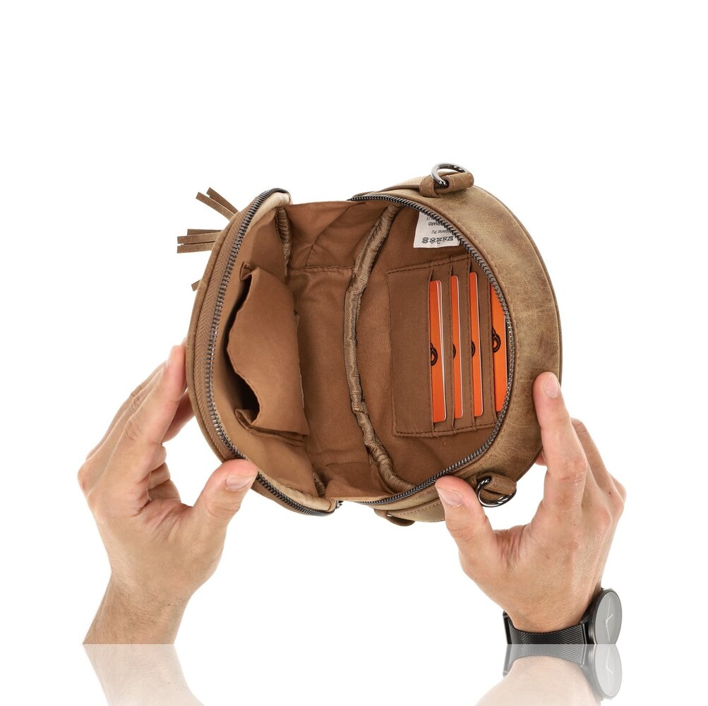 Bicky Bernard  Crossbody Tas Dames – Ronde Schoudertas met Ritssluiting – 2 Schouderbanden: Brede Schouderband Tas + Verstelbare Band – Kleine Dames Tas