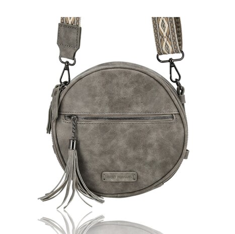 Bicky Bernard  Crossbody Tas Dames – Ronde Schoudertas met Ritssluiting – 2 Schouderbanden: Brede Schouderband Tas + Verstelbare Band – Kleine Dames Tas