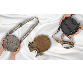 Bicky Bernard  Crossbody Tas Dames – Ronde Schoudertas met Ritssluiting – 2 Schouderbanden: Brede Schouderband Tas + Verstelbare Band – Kleine Dames Tas Bicky Bernard  Crossbody Tas Dames – Ronde Schoudertas met Ritssluiting – 2 Schouderbanden: Brede Schouderband Tas + Verstelbare Band – Kleine Dames Tas