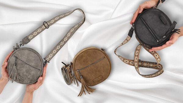 Bicky Bernard  Crossbody Tas Dames – Ronde Schoudertas met Ritssluiting – 2 Schouderbanden: Brede Schouderband Tas + Verstelbare Band – Kleine Dames Tas