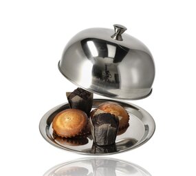 Discountershop Stainless Steel Serving Platter with Dome Ø26 cm – Cake Dome with Lid & Tray – Cheese Dome and Food Serving Tray for Snacks, Pastries & Display Discountershop Stainless Steel Serving Platter with Dome Ø26 cm – Cake Dome with Lid & Tray – Cheese Dome and Food Serving Tray for Snacks, Pastries & Display