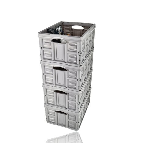 Discountershop Folding Crate 45L Grey – Collapsible & Stackable Storage Box – Foldable Shopping Crate Plastic Moving Basket for Car, Home & Garage Discountershop Folding Crate 45L Grey – Collapsible & Stackable Storage Box – Foldable Shopping Crate Plastic Moving Basket for Car, Home & Garage