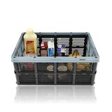 Discountershop Collapsible Folding Crate 32L Black/Blue –  Stackable Storage Box – Foldable Plastic Shopping Crate, Bike Basket & Moving Box for Home & Car Discountershop Collapsible Folding Crate 32L Black/Blue –  Stackable Storage Box – Foldable Plastic Shopping Crate, Bike Basket & Moving Box for Home & Car