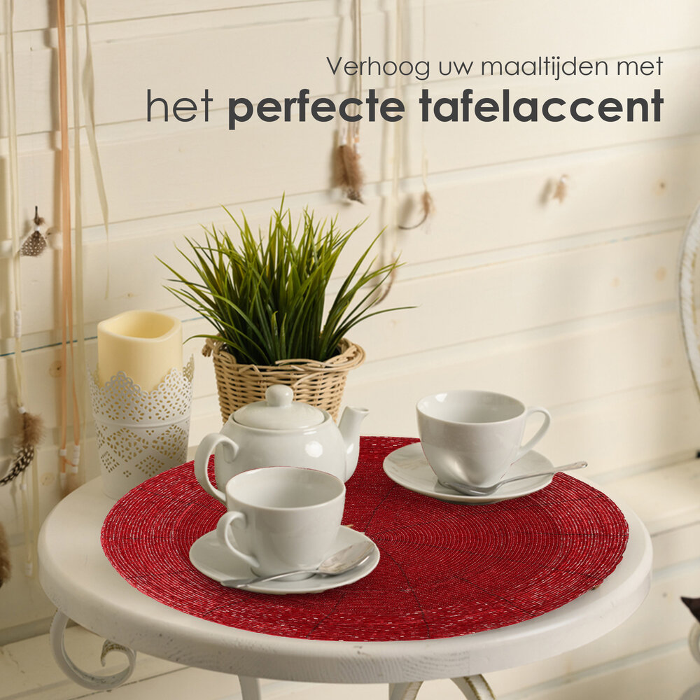 Discountershop Placemats Rond 31 cm – Antislip & Hittebestendige Tafelbeschermers – Decoratieve Ronde Placemat voor Keuken, Eettafel & Feest Discountershop Placemats Rond 31 cm – Antislip & Hittebestendige Tafelbeschermers – Decoratieve Ronde Placemat voor Keuken, Eettafel & Feest