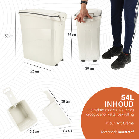 Discountershop Voedselcontainer Hond & Kat – Luchtdichte Brokkencontainer met Wieltjes & Schep – BPA-vrij & Hygiënisch