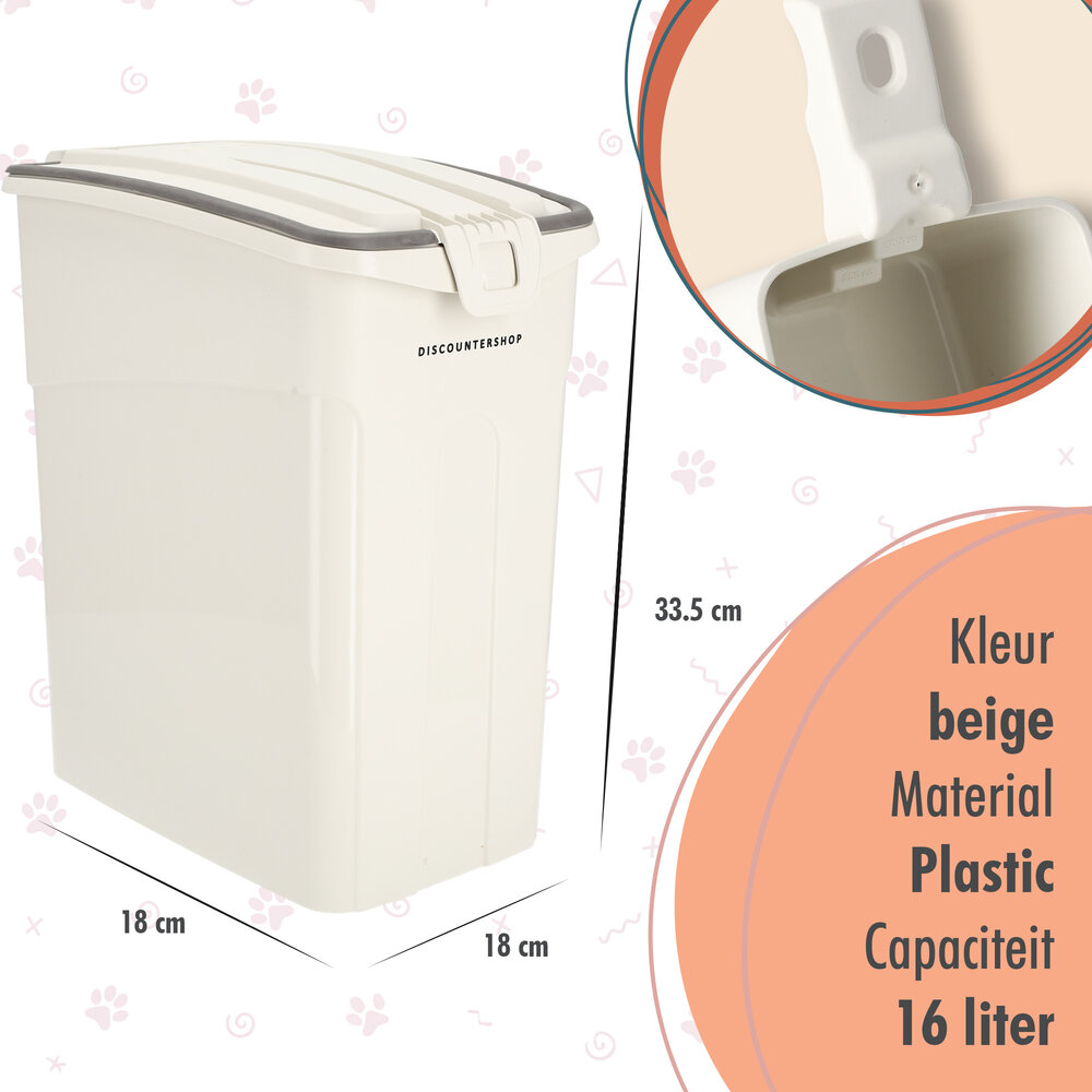 Discountershop Pet Food Container Dog & Cat 16L – Airtight Food Storage Bin with Scoop & Handle – BPA-Free & Hygienic Discountershop Pet Food Container Dog & Cat 16L – Airtight Food Storage Bin with Scoop & Handle – BPA-Free & Hygienic