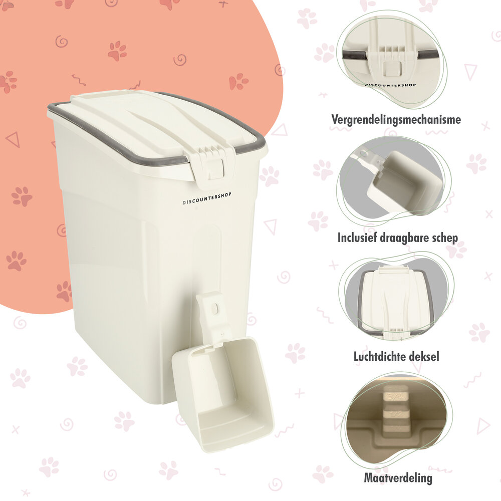 Discountershop Pet Food Container Dog & Cat 16L – Airtight Food Storage Bin with Scoop & Handle – BPA-Free & Hygienic Discountershop Pet Food Container Dog & Cat 16L – Airtight Food Storage Bin with Scoop & Handle – BPA-Free & Hygienic