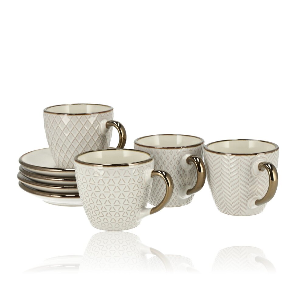 Quid - Set Van 6 Porseleinen Kopjes Met Schotel, 20 Cl, Renova, Wit