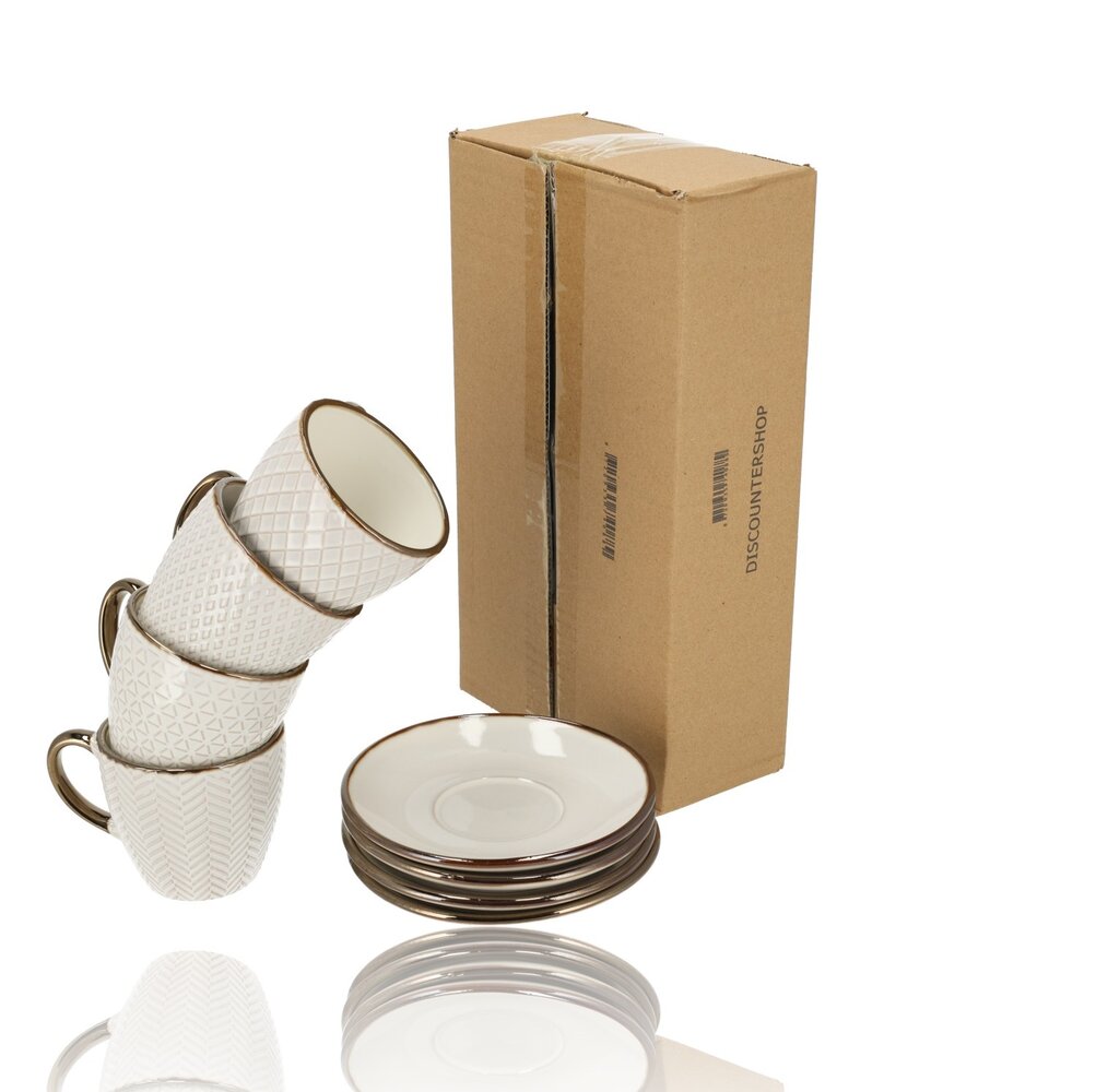 Discountershop Coffee Cup with Saucer Set of 4 – Porcelain Cup and Saucer 210ML – Luxury Cappuccino Cups and Tea Mugs – Microwave & Dishwasher Safe Discountershop Coffee Cup with Saucer Set of 4 – Porcelain Cup and Saucer 210ML – Luxury Cappuccino Cups and Tea Mugs – Microwave & Dishwasher Safe