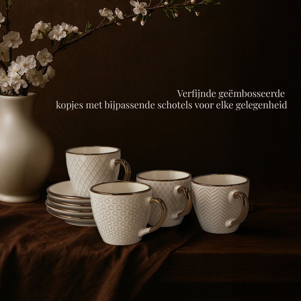 Discountershop Coffee Cup with Saucer Set of 4 – Porcelain Cup and Saucer 210ML – Luxury Cappuccino Cups and Tea Mugs – Microwave & Dishwasher Safe Discountershop Coffee Cup with Saucer Set of 4 – Porcelain Cup and Saucer 210ML – Luxury Cappuccino Cups and Tea Mugs – Microwave & Dishwasher Safe