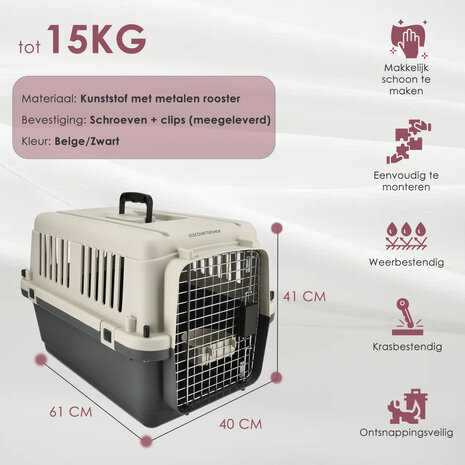 Discountershop Kattenreismand Groot 61x41x40 cm – Transportbox Kat tot 15kg – Kattenbench IATA Geschikt – Vervoersbox Kat en Kitten Discountershop Kattenreismand Groot 61x41x40 cm – Transportbox Kat tot 15kg – Kattenbench IATA Geschikt – Vervoersbox Kat en Kitten