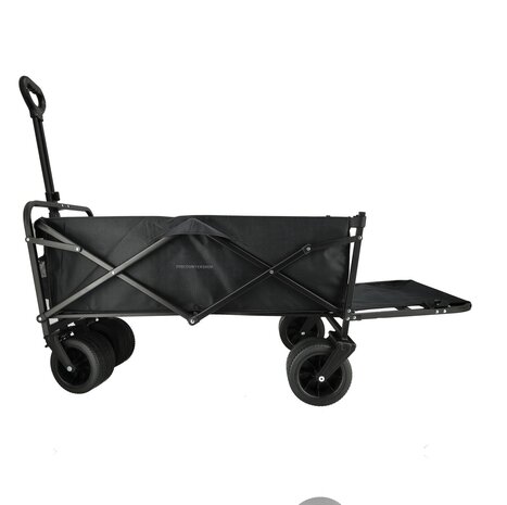 Discountershop Foldable Wagon 200L – Heavy-Duty Collapsible Cart with Push Handle & Brake – Folding Beach Cart, Camping Wagon, Utility Cart – Black