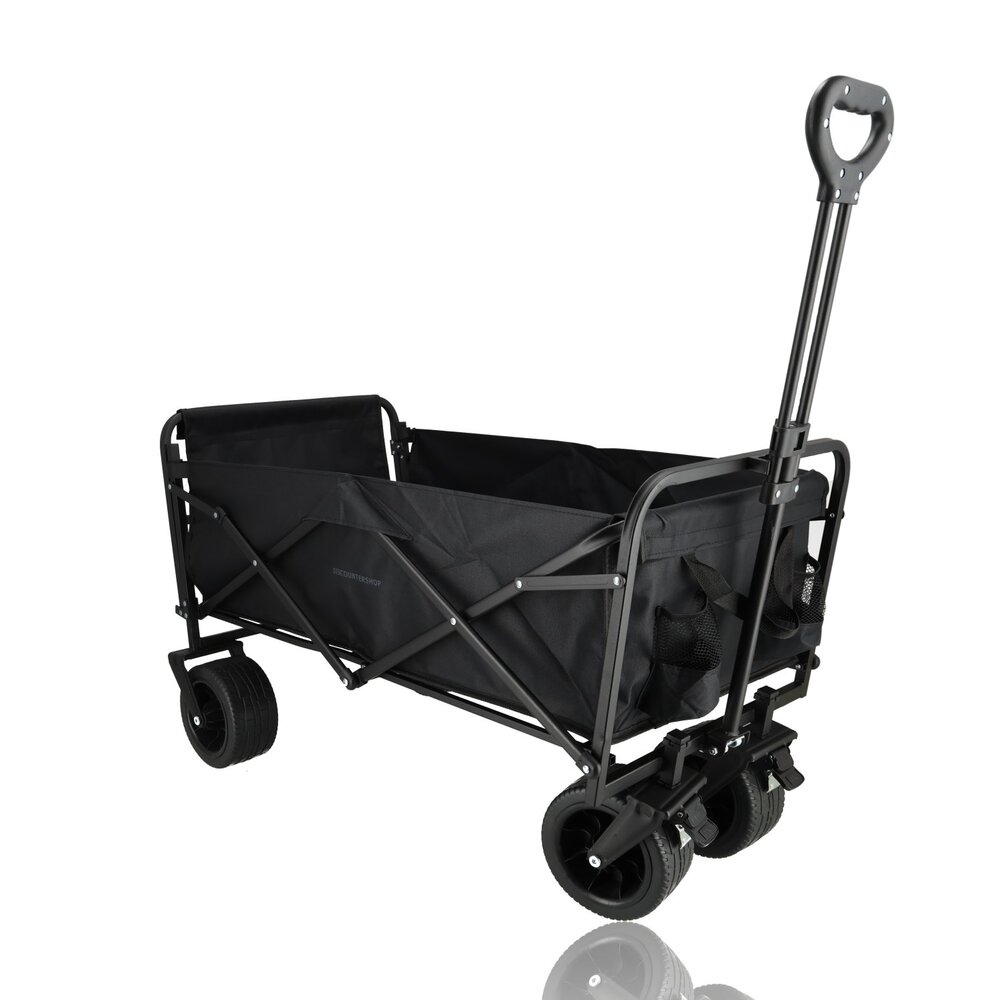 Discountershop Bolderkar Opvouwbaar 200L – Inklapbare Bolderwagen met Duwstang & Rem – Heavy-Duty Bolderwagen Strand & Camping – Zwart Discountershop Bolderkar Opvouwbaar 200L – Inklapbare Bolderwagen met Duwstang & Rem – Heavy-Duty Bolderwagen Strand & Camping – Zwart