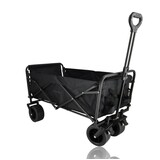 Discountershop Bolderkar Opvouwbaar 200L – Inklapbare Bolderwagen met Duwstang & Rem – Heavy-Duty Bolderwagen Strand & Camping – Zwart
