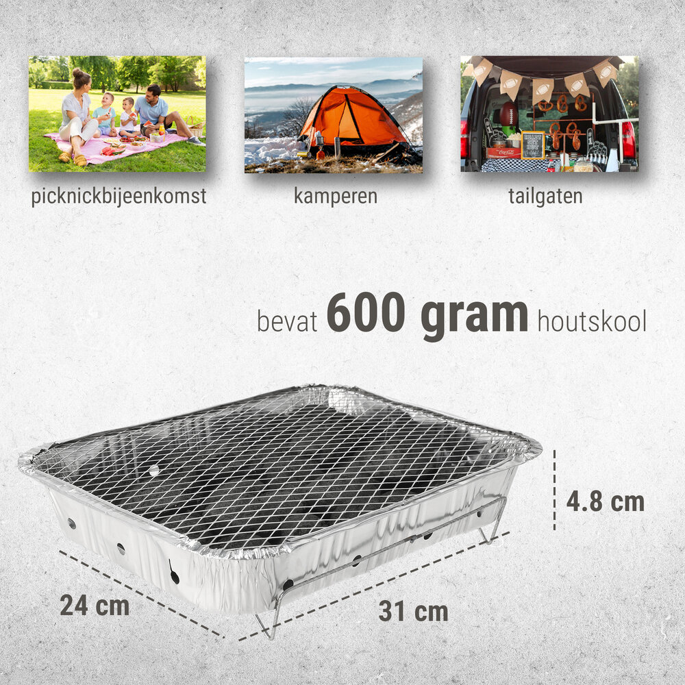 Merkloos Wegwerp Barbecue met Houtskool – Instant BBQ – Aluminium Wegwerp BBQ voor Kamperen, Picknick, Tuinfeest & Spontane Buitenavonturen Merkloos Wegwerp Barbecue met Houtskool – Instant BBQ – Aluminium Wegwerp BBQ voor Kamperen, Picknick, Tuinfeest & Spontane Buitenavonturen