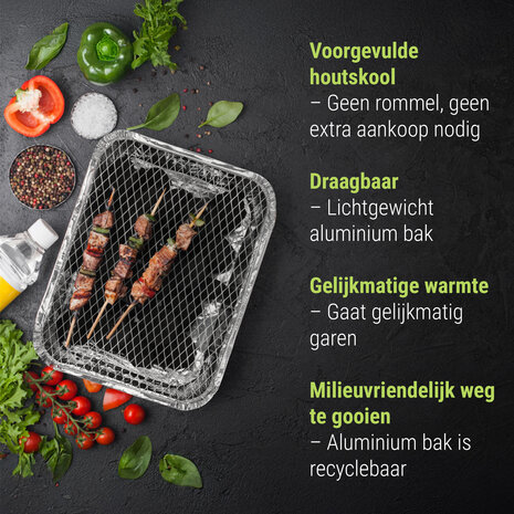 Merkloos Disposable BBQ with Charcoal – Instant Barbecue – Aluminum Portable BBQ Grill for Camping, Picnic, Garden Party & Outdoor Adventures