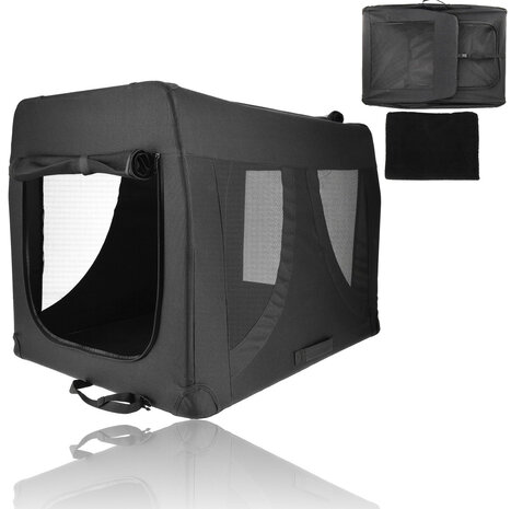 Discountershop Dog & Cat Travel Crate XL 91x63x63 – Foldable Transport Box – Auto Dog Crate for Car Back Seat – Collapsible Pet Carrier Black Discountershop Dog & Cat Travel Crate XL 91x63x63 – Foldable Transport Box – Auto Dog Crate for Car Back Seat – Collapsible Pet Carrier Black