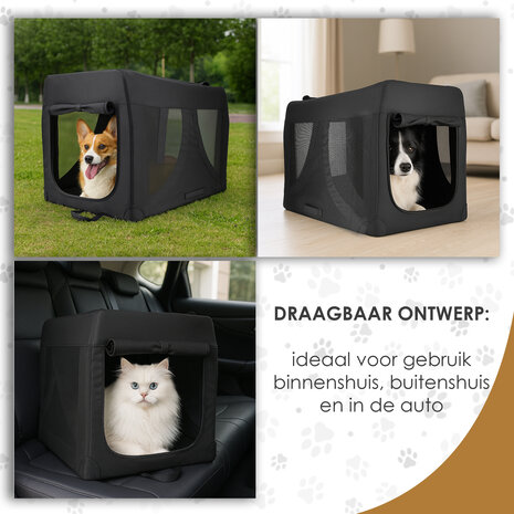 Discountershop Dog & Cat Travel Crate XL 91x63x63 – Foldable Transport Box – Auto Dog Crate for Car Back Seat – Collapsible Pet Carrier Black Discountershop Dog & Cat Travel Crate XL 91x63x63 – Foldable Transport Box – Auto Dog Crate for Car Back Seat – Collapsible Pet Carrier Black